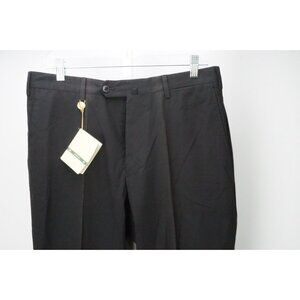 Borrelli Solid Black 100% Cotton Pants Trousers Sz 48 EU NEW